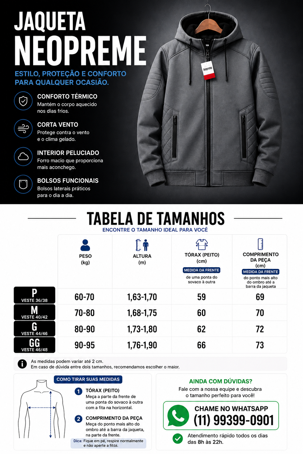 jaqueta neopreme masculina 